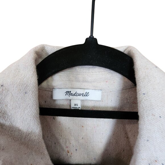 Madewell Womens Speckled Button-Up Shirt X-Small Beige Long Sleeve - Picture 3 of 3